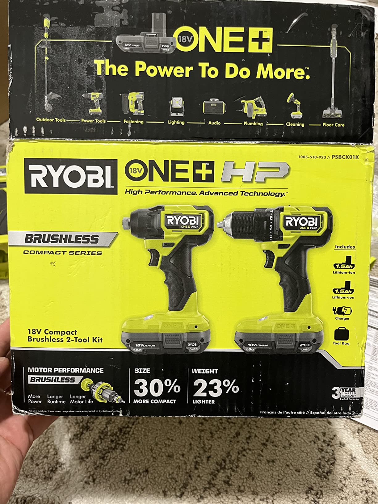 Ryobi ONE+ HP 18V Brushless Cordless Compact 1/2 in. Drill and Impact Driver Kit with (2) 1.5 Ah Batteries, Charger and Bag customer photo 2