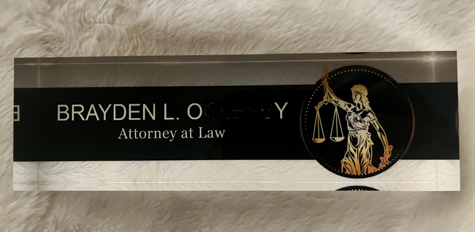 Artblox Office Desk Name Plate Personalized | Custom Name Plates for Desks | Lawyer Design On Clear Acrylic Glass | Office Desk Decor - (8