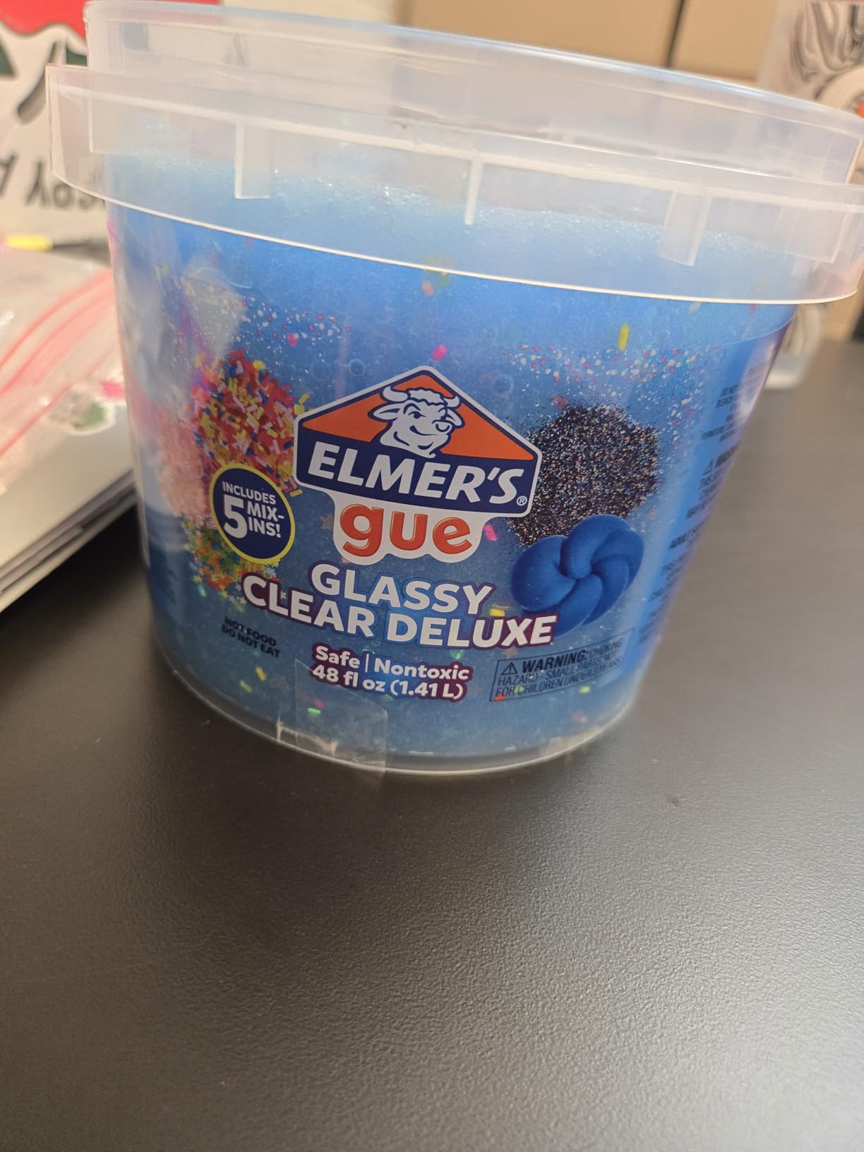 Elmer's Gue Premade Slime, Glassy Clear 3 Lb. Bucket - Includes 5 Sets of Slime Add-ins customer photo 2