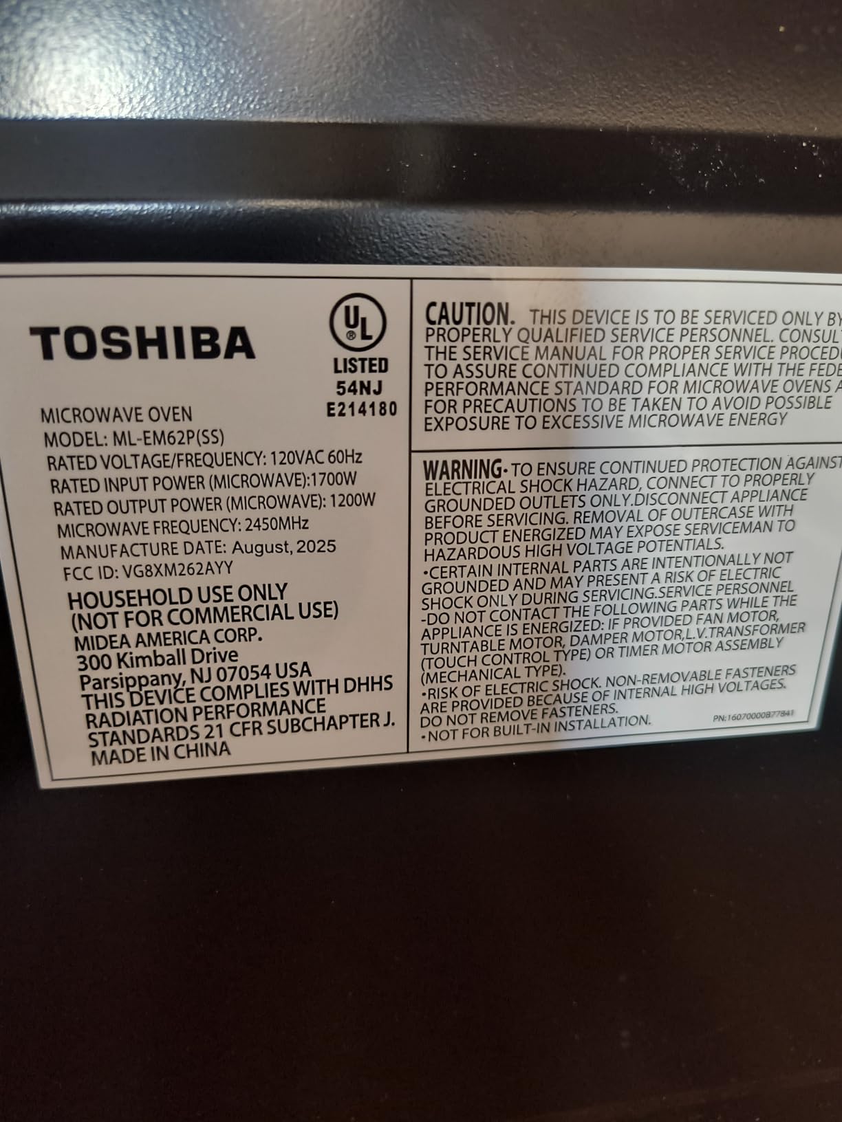 TOSHIBA Large Countertop Microwave Oven with Smart Sensor, 2.2 Cu.Ft, 1200W, Smart Humidity Sensor, 6 Auto Menus, Auto Defrost, ECO Mode, Mute Option, 16.5
