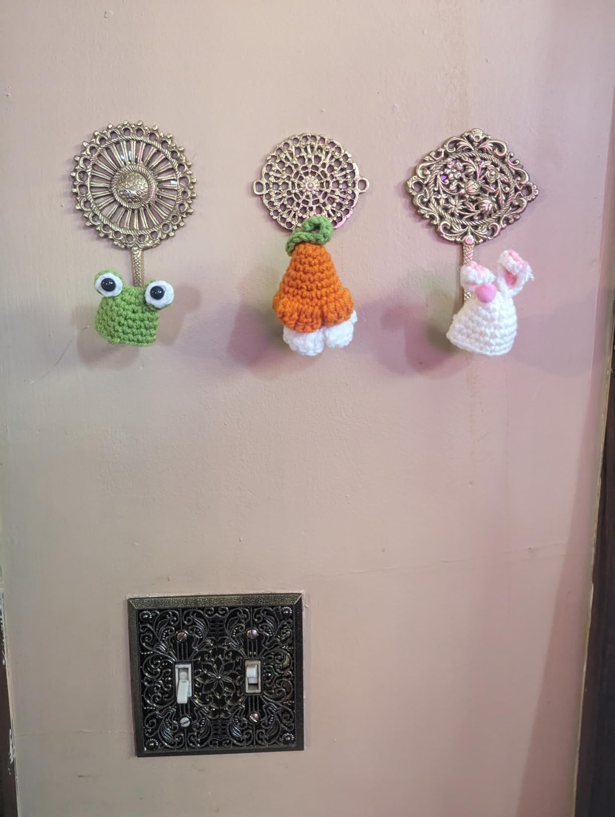 Indian Shelf Set of 3 Solid Brass Boho Wall Hooks for Coats and Keys customer photo 1