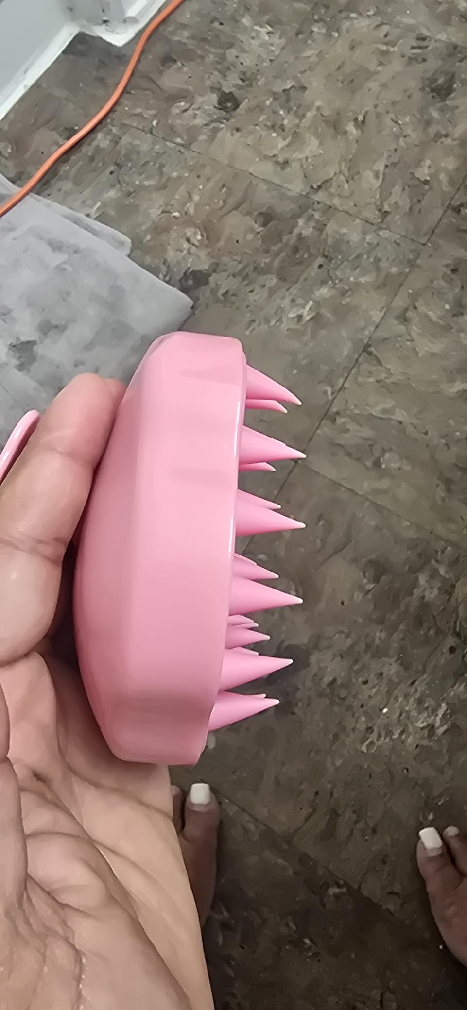 URTHEONE Soft Silicone Hair Scalp Massager Shampoo Brush for Wet Dry Oily Curly Straight Thick Thin Rough Long Short Natural Men Women Kids Pets Hair Care Tools（Pink customer photo 2