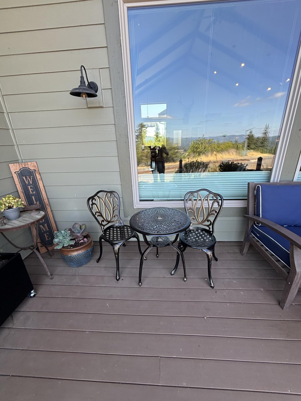 C/G 3 Piece Bistro Set,Outdoor Patio Set,Anti-Rust Cast Aluminum Bistro Table Set for Park Yard Front Porch Furniture(Antique Copper) customer photo 1