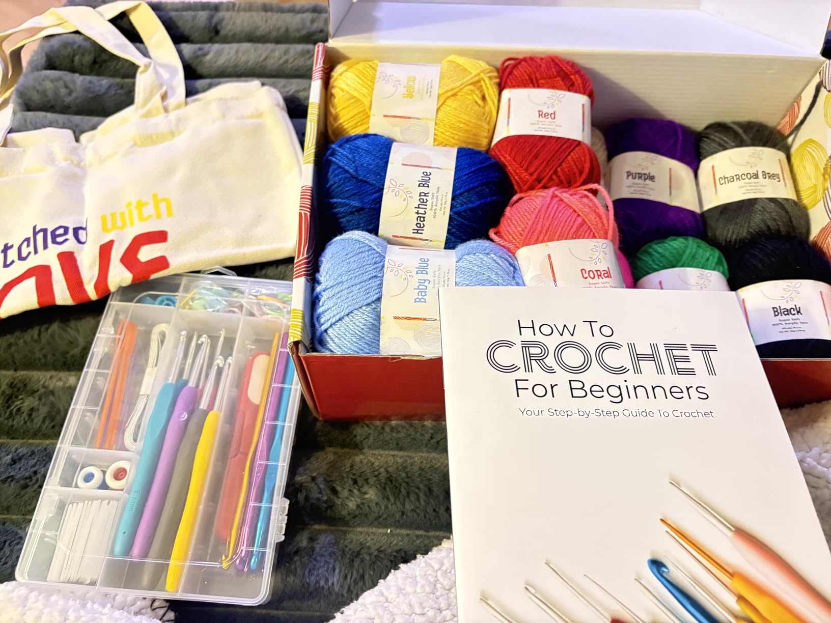 Hearth & Harbor Crochet Kit with 1500 Yards Assorted Yarn Kit, Ergonomic Hooks, Crocheting Instruction, Knitting & Crochet Supplies - Beginner Crochet Kits for Adults, Ideal for Amigurumi customer photo 1