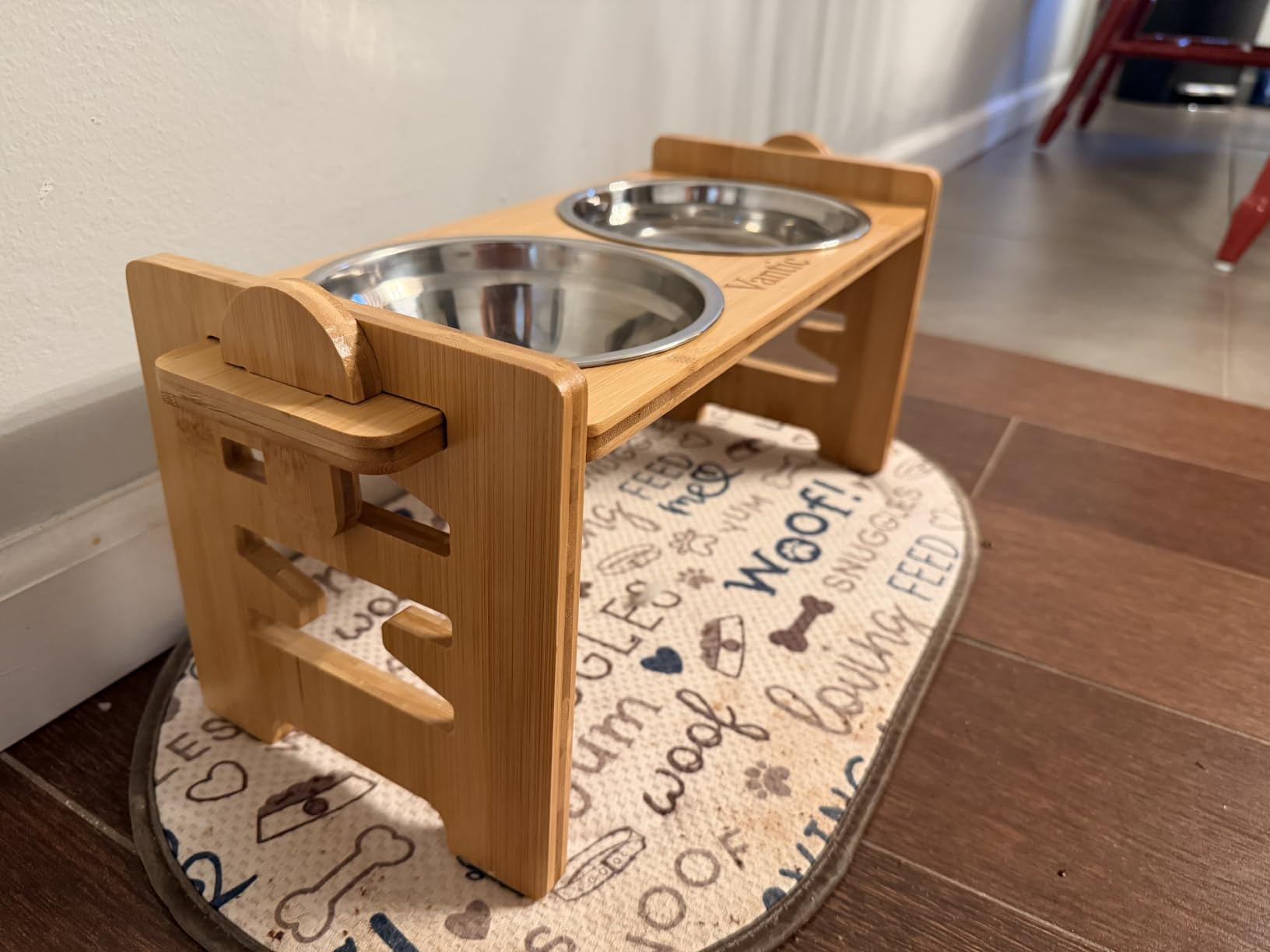 Vantic Elevated Dog Bowls, Raised Dog Bowl Stand Adjustable Small, Natural customer photo 2