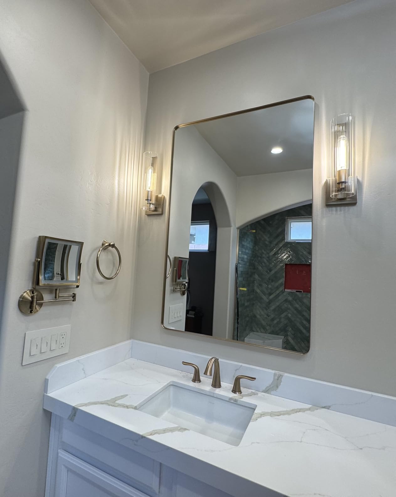 LOAAO 24X36 Inch Black Bathroom Mirror Metal Framed customer photo 1