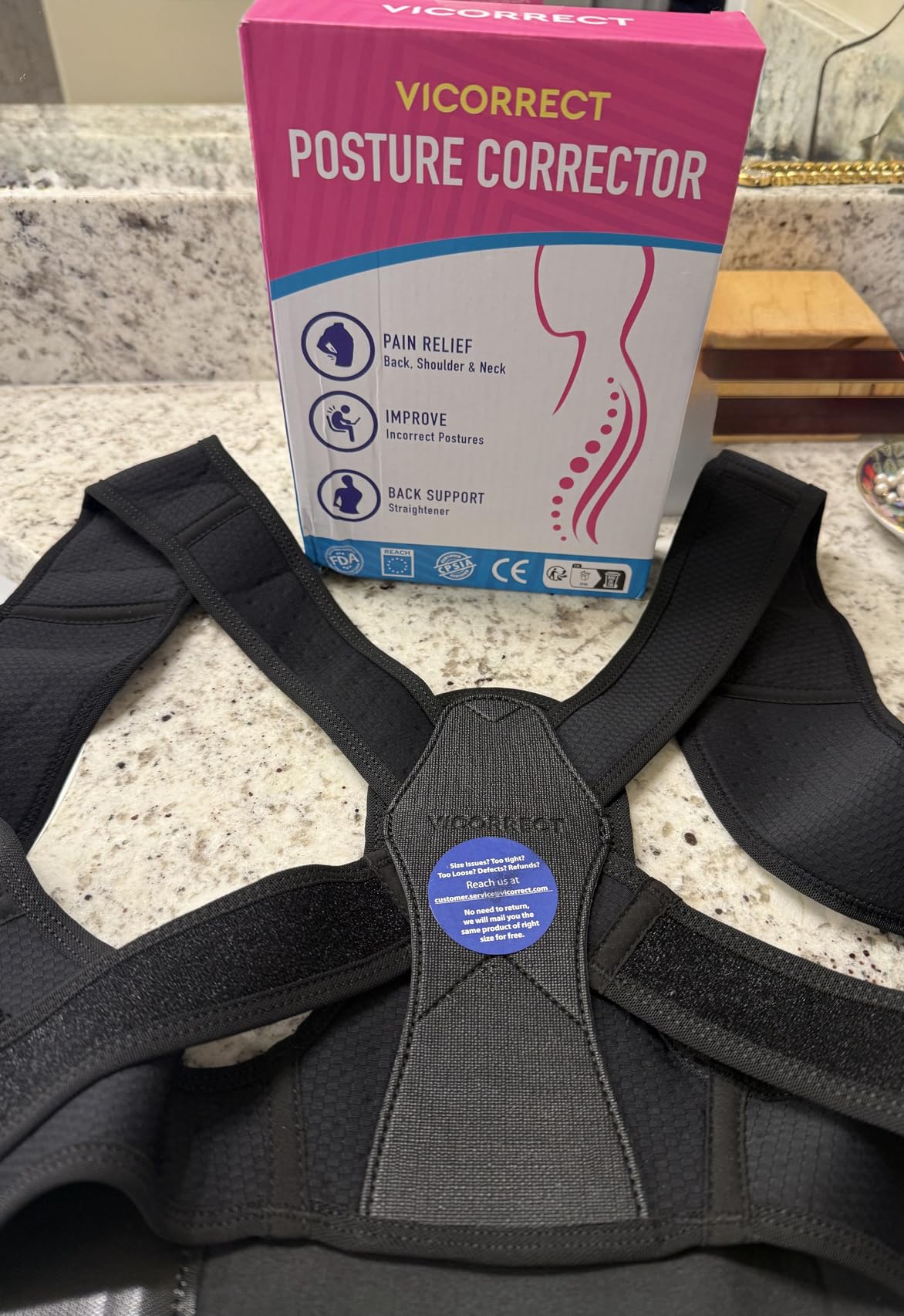 Vicorrect Posture Corrector for Women and Men, Adjustable Upper Back Brace for Clavicle Support and Providing Pain Relief from Neck, Shoulder, and Upper Back (S/M) customer photo 2