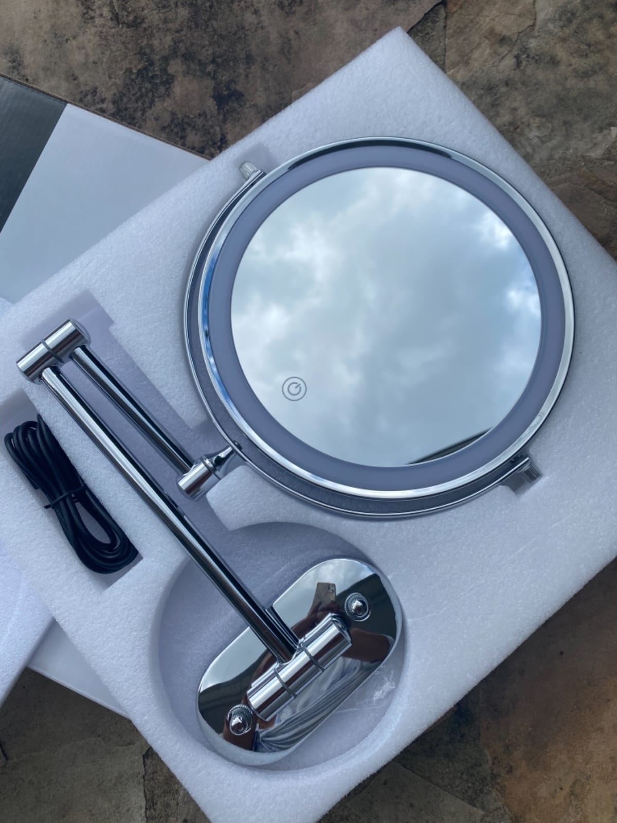 FUNTOUCH 5000mAh Rechargeable Wall Mounted Lighted Makeup Mirror 1X30X customer photo 1