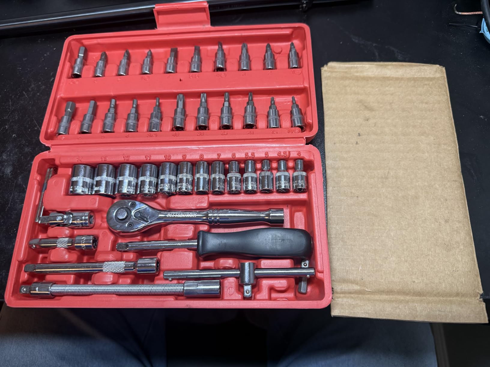 Egofine 46 Pieces 1/4 inch Drive Socket Ratchet Wrench Set, with Bit Socket Set Metric and Extension Bar for Auto Repairing and Household, with Storage Case customer photo 2