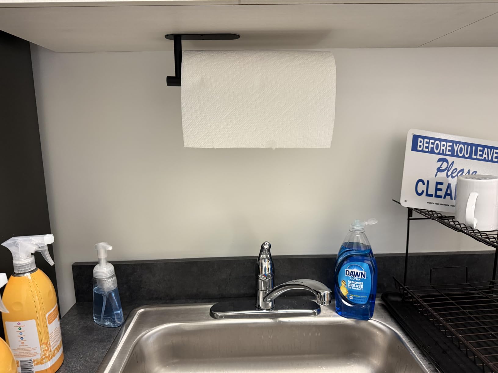 DEKAVA Paper Towel Holder Under Cabinet Wall Mount for Kitchen Paper Towel | Black towel rack, Self-Adhesive, Stainless Steel 13 inch, Kitchen essentials, Bathroom, Countertop customer photo 1