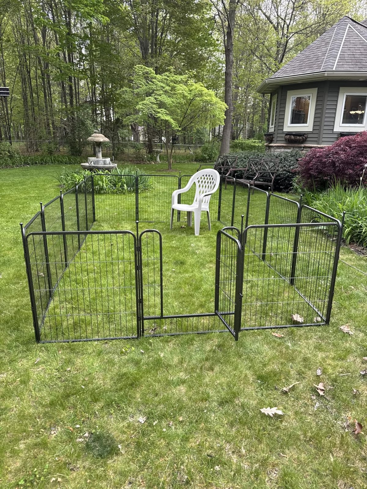 Dog Playpen,32/40/45 Inch Height in Heavy Duty, Folding Indoor Outdoor Anti-Rust Dog Exercise Fence, Portable Pet Playpen with Door for Large Medium Small Dogs and Pet (16 Panels, 32 Inch) Silver customer photo 1