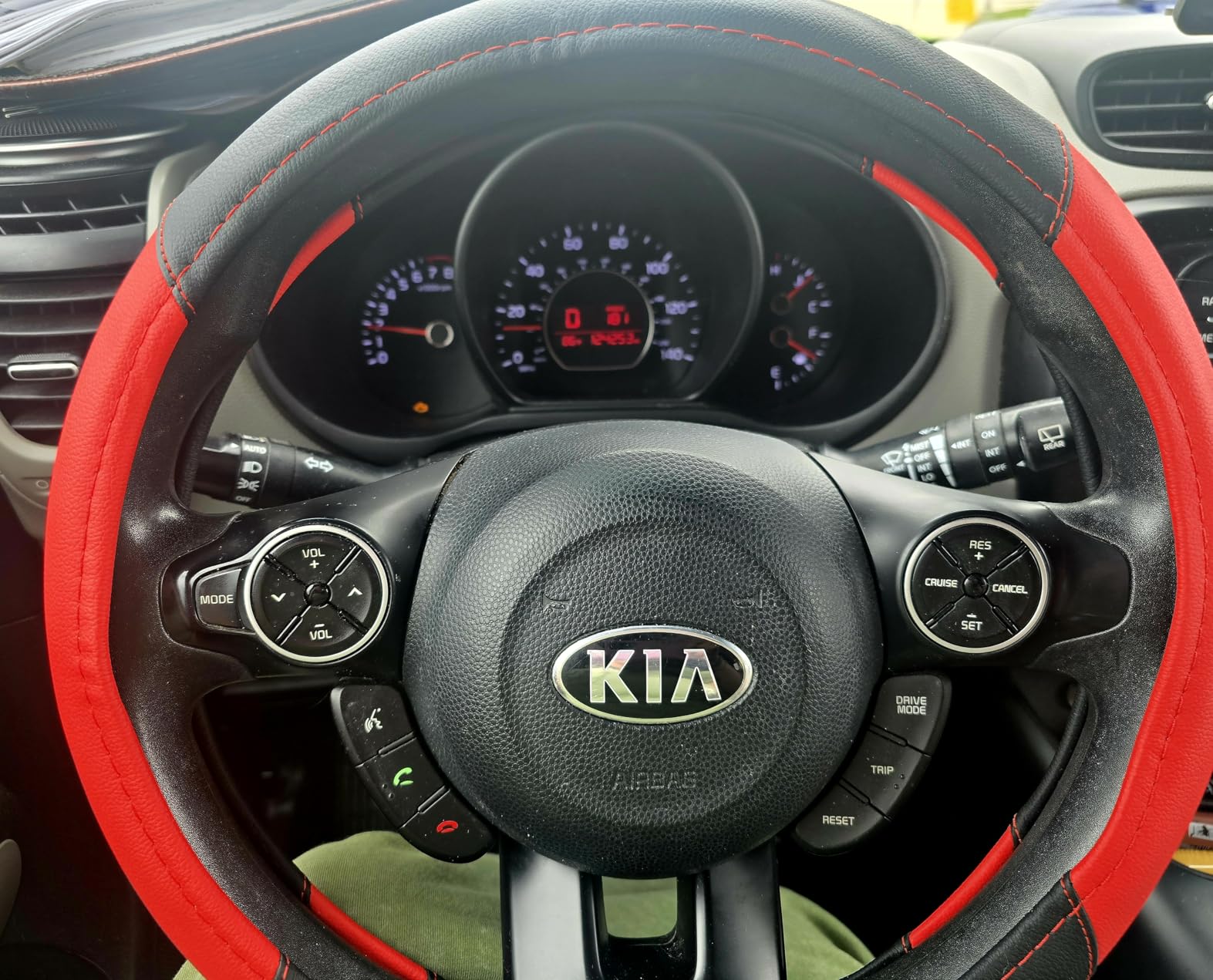 Leather Car Steering Wheel Cover, Universal Fit for Most Cars, Beige customer photo 1