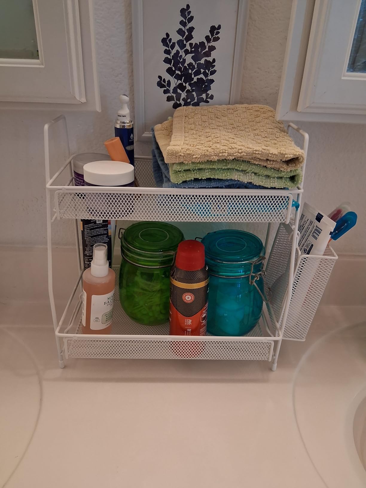 LEMIKKLE 2-Tier Bathroom Countertop Organizer,Skincare, Makeup Countertop Organizers, Kitchen, Bathroom Counter Storage with Small Basket (Black) customer photo 1