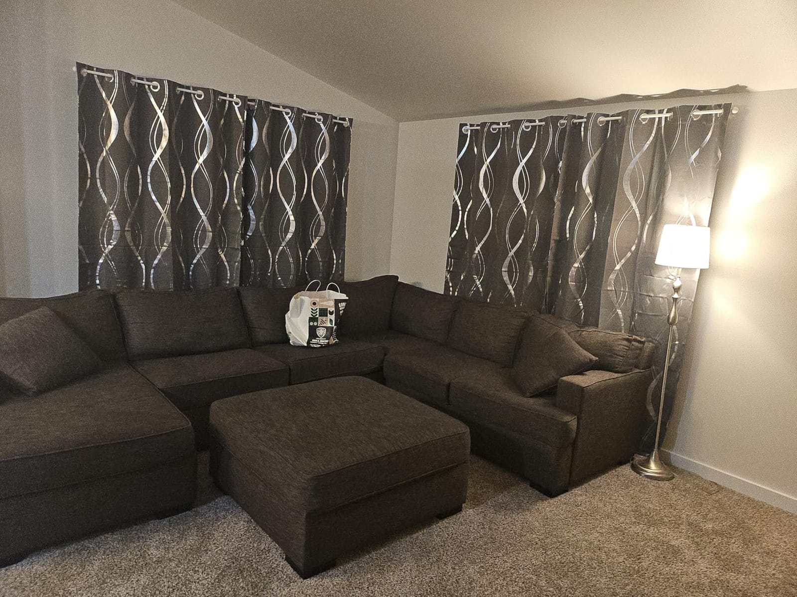 NICETOWN Grey Blackout Striped Pattern Curtains for Living Room, 52 x 84 customer photo 1
