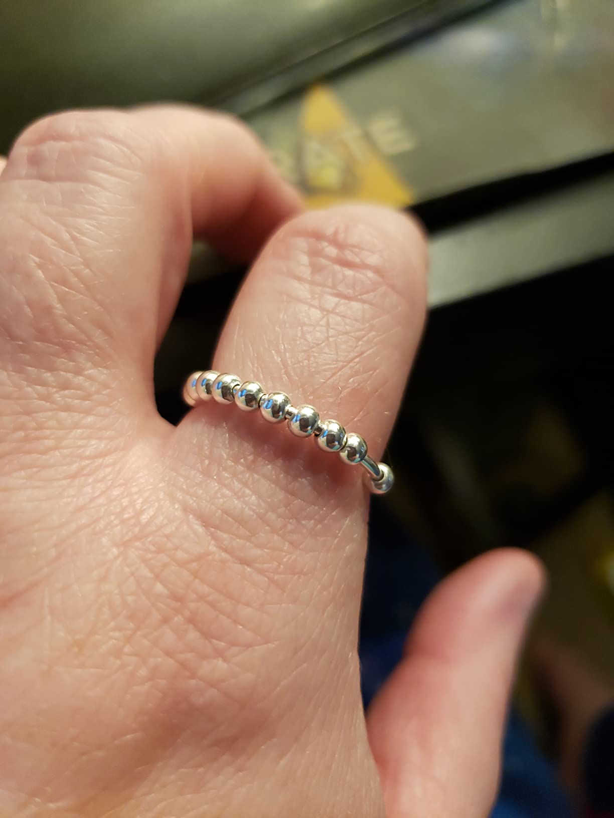 925 Sterling Silver Rings Anxiety Rings Fidget Ring for Women & Men 14k Gold Plated Spinner Thumb Ring with Beads Spinning Stress Relief Anxiety Fidget Jewelry Ideal Gift, Size customer photo 1