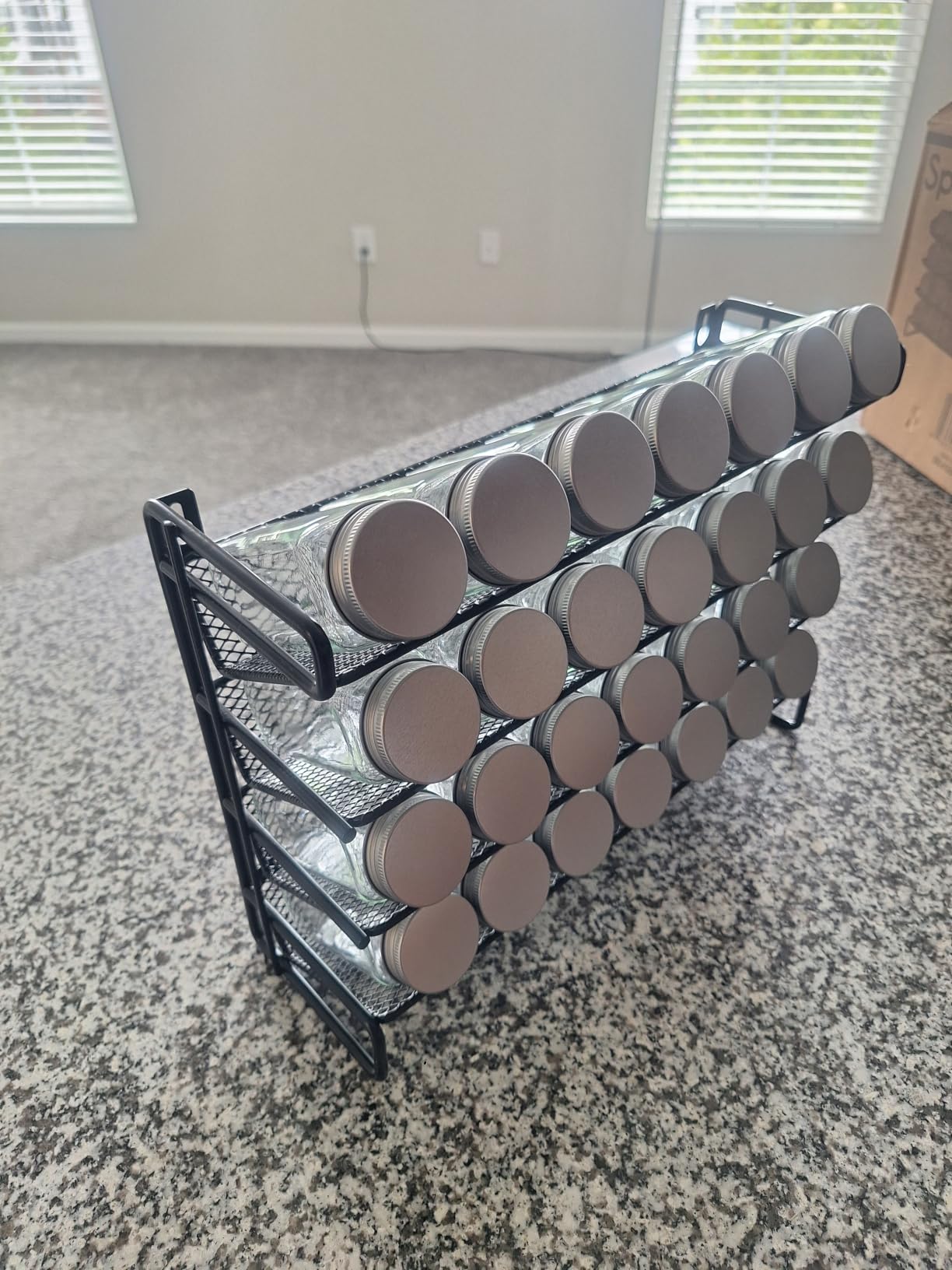 SpaceAid Spice Rack Organizer with 28 Spice Jars, 386 Spice Labels, Chalk Marker and Funnel Set for Cabinet, Countertop, Pantry, Cupboard or Door & Wall Mount - 28 Jars, 13.4