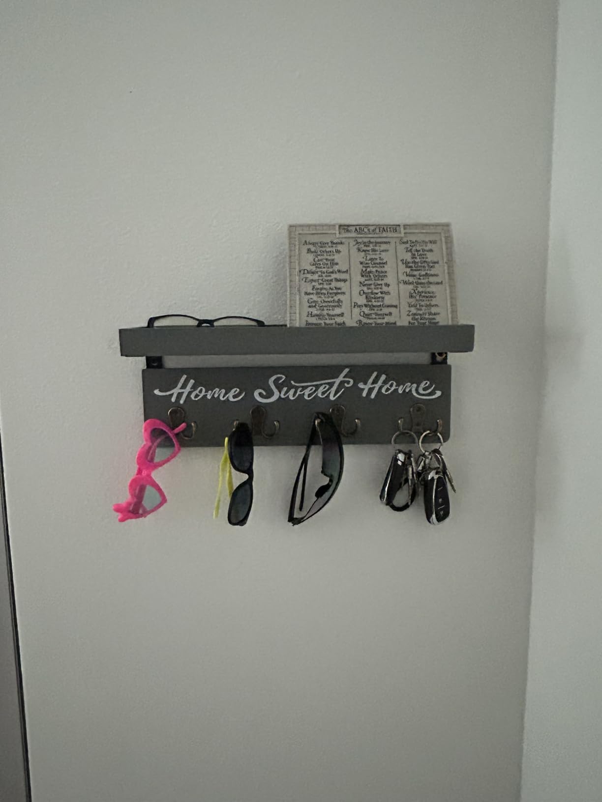 buways Key Holder Wall Mount with 8 Hooks and Cozy Home Sign (Gray) customer photo 1