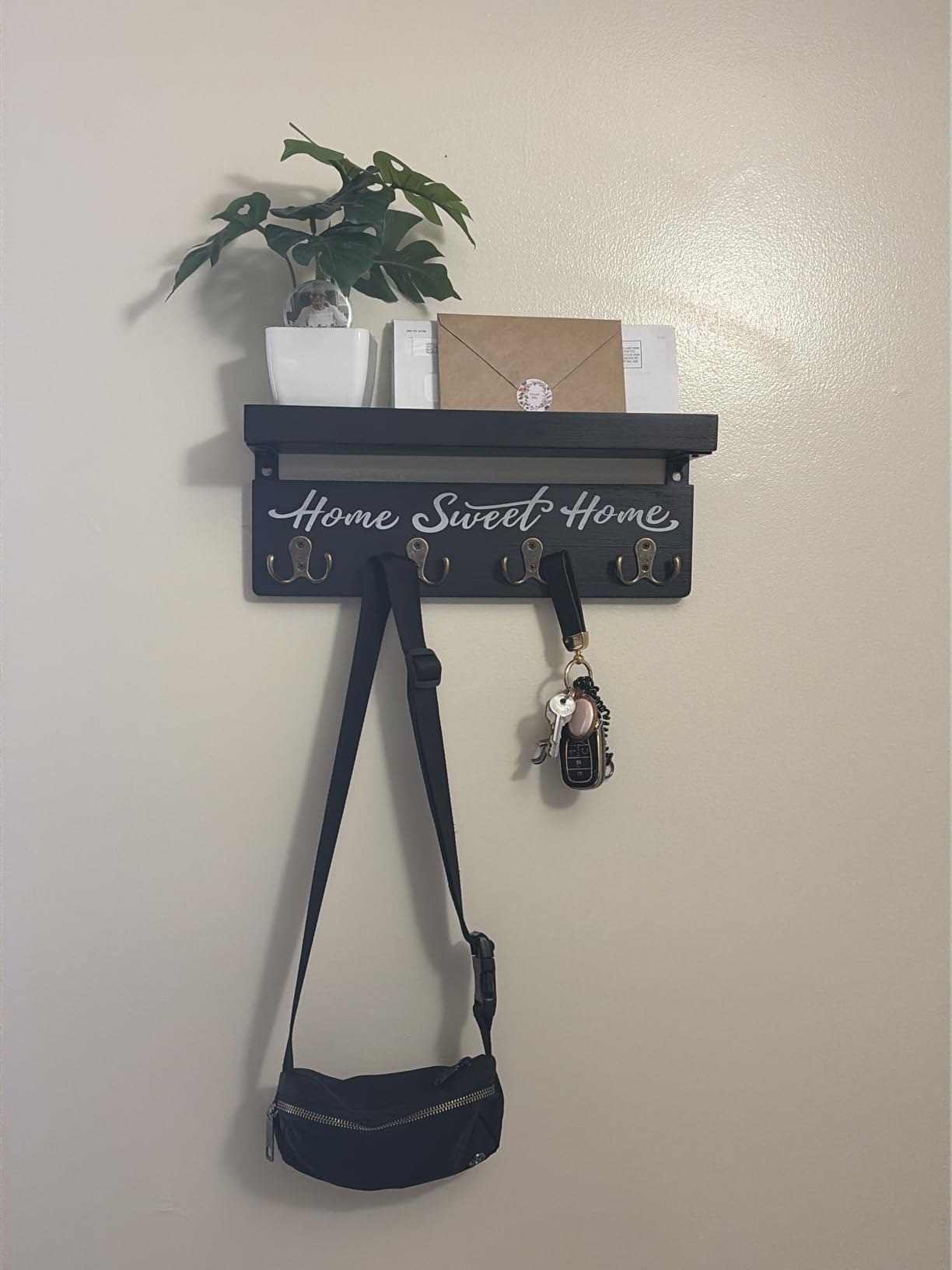 buways Key Holder Wall Mount with 8 Hooks and Cozy Home Sign (Gray) customer photo 2