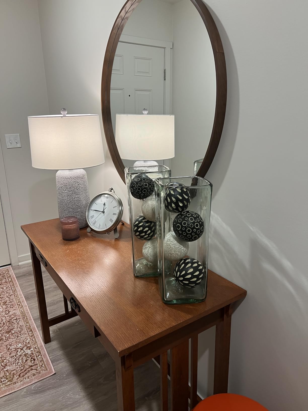 WallBeyond Round Wood Mirror 24 inch Circle Wall Mirror for Bathroom Round Wall Mirror for Wall Decor, Vanity, Entryway Living Room (Natural) customer photo 2