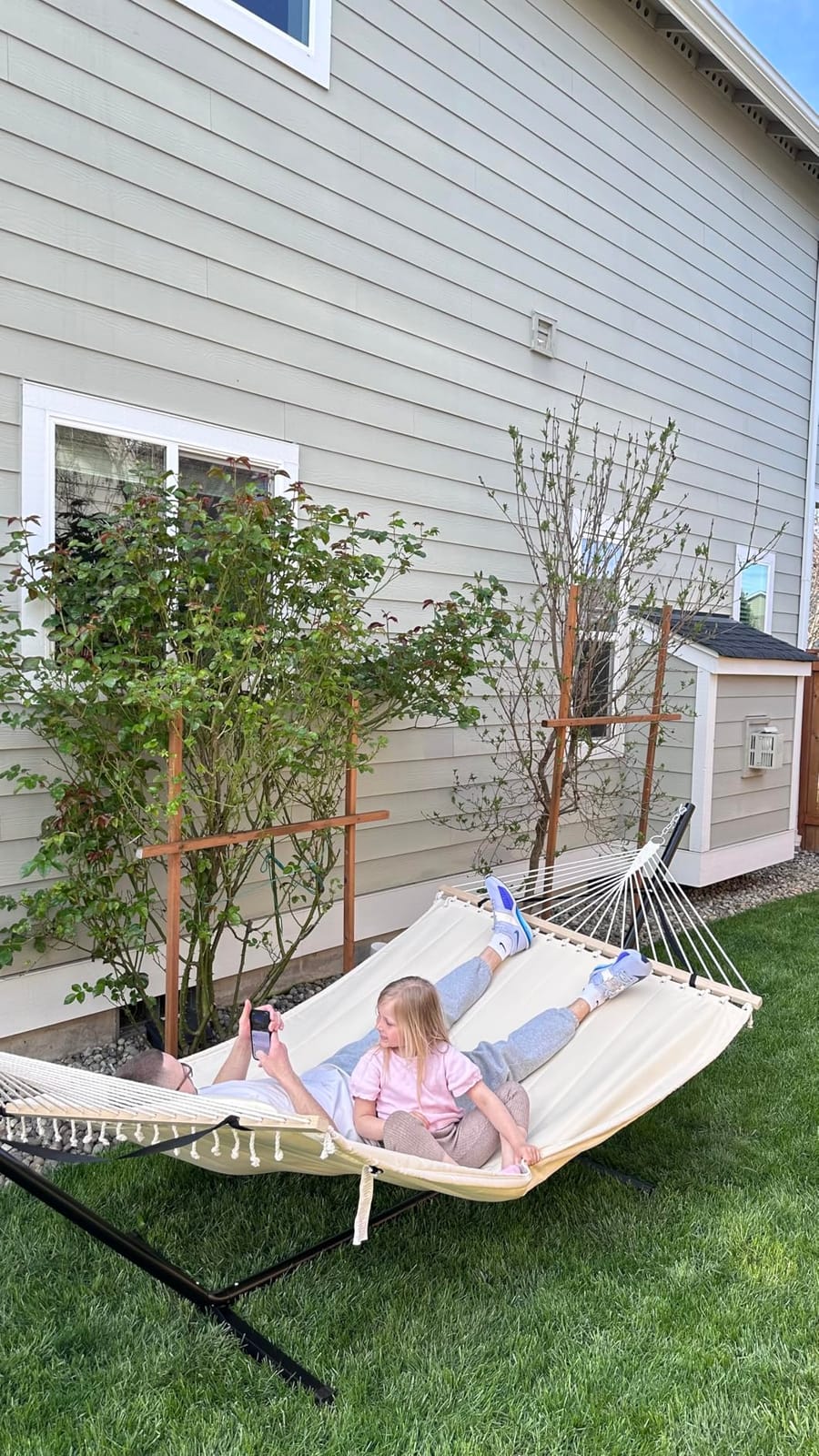 SUNCREAT 2 Person Hammock with Stand, 475 lbs Capacity, Dark Grey | Heavy Duty Portable Hammocks, Heavy Duty Hammock with Stand customer photo 2