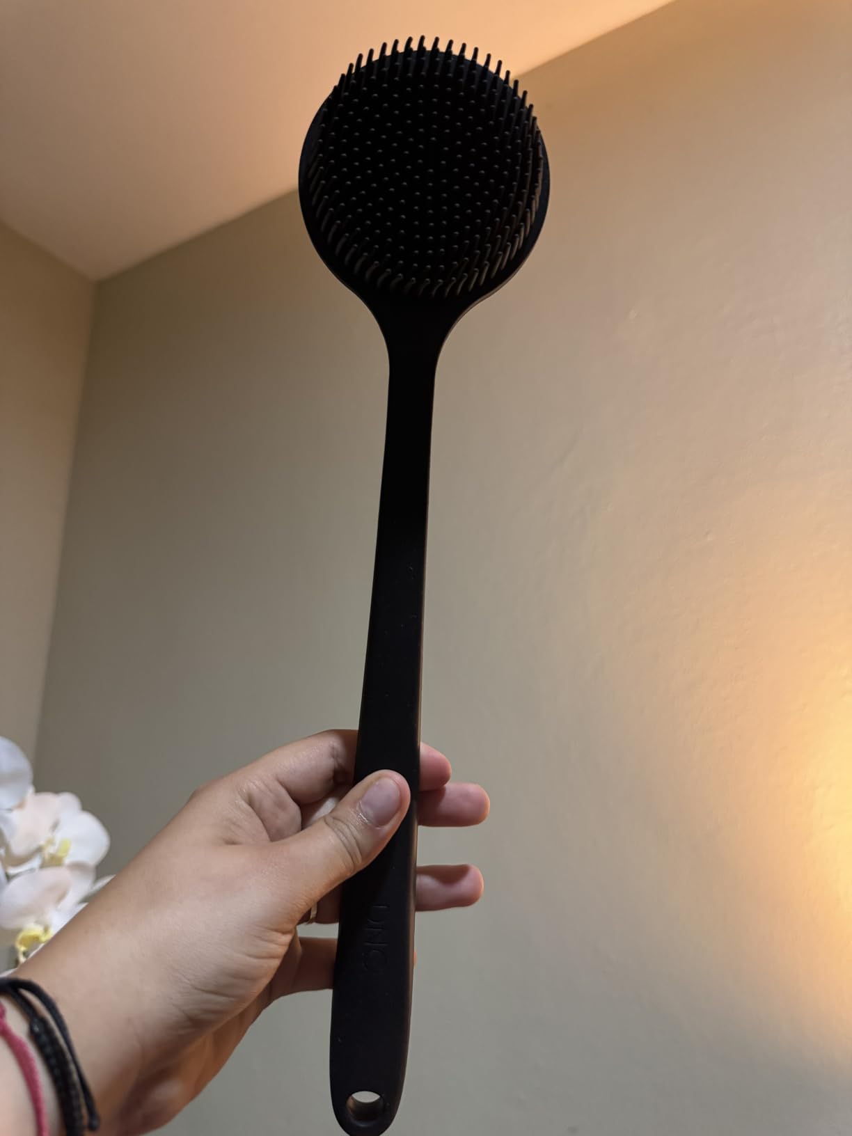 DNC Back Scrubber for Shower Soft Silicone Bath Body Brush with Long Handle (Black) customer photo 2