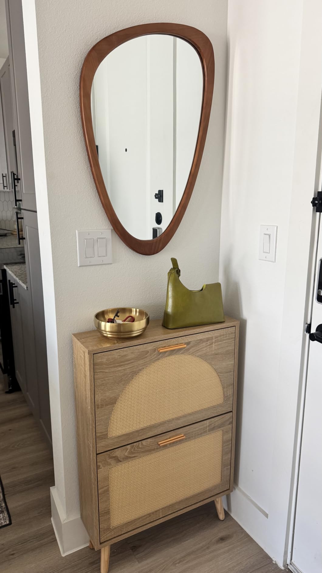 WallBeyond Asymmetrical Mirror, Irregular Wall Mirror, Wall Mirrors Decorative for Bedroom Living Room Entryway Hall, Wood Mirror for mid Century Modern Decor 30