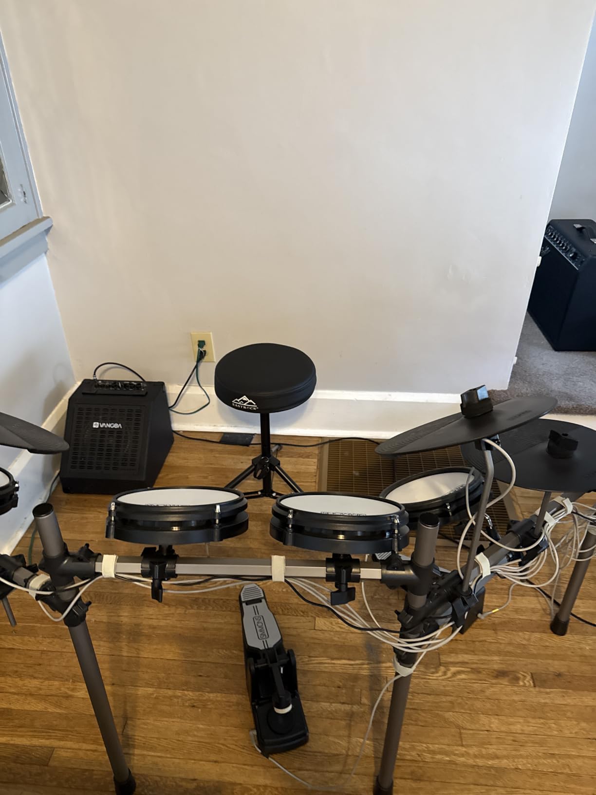 EASTROCK Drum Throne,Padded Drum Seat Drumming Stools with Anti-Slip Feet for Adults and Kids Drummers (Dark Black) customer photo 1