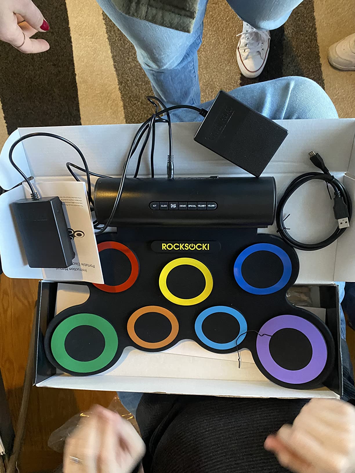 ROCKSOCKI Electric Drum Set, 7-Pad Electronic Drum Set with Headphone Included, Roll-up Drum Pad For Kids, Great Holiday Xmas Birthday Gift (Dual Speakers) customer photo 1