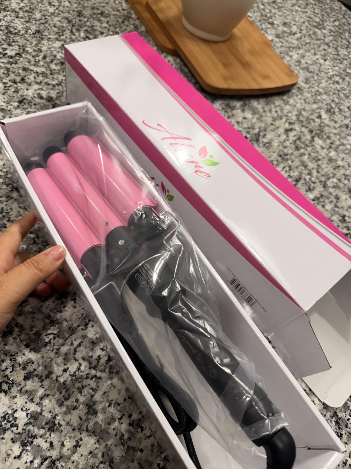 Alure Three Barrel Curling Iron Wand, 1 Inch Ceramic Tourmaline Hair Waver customer photo 2