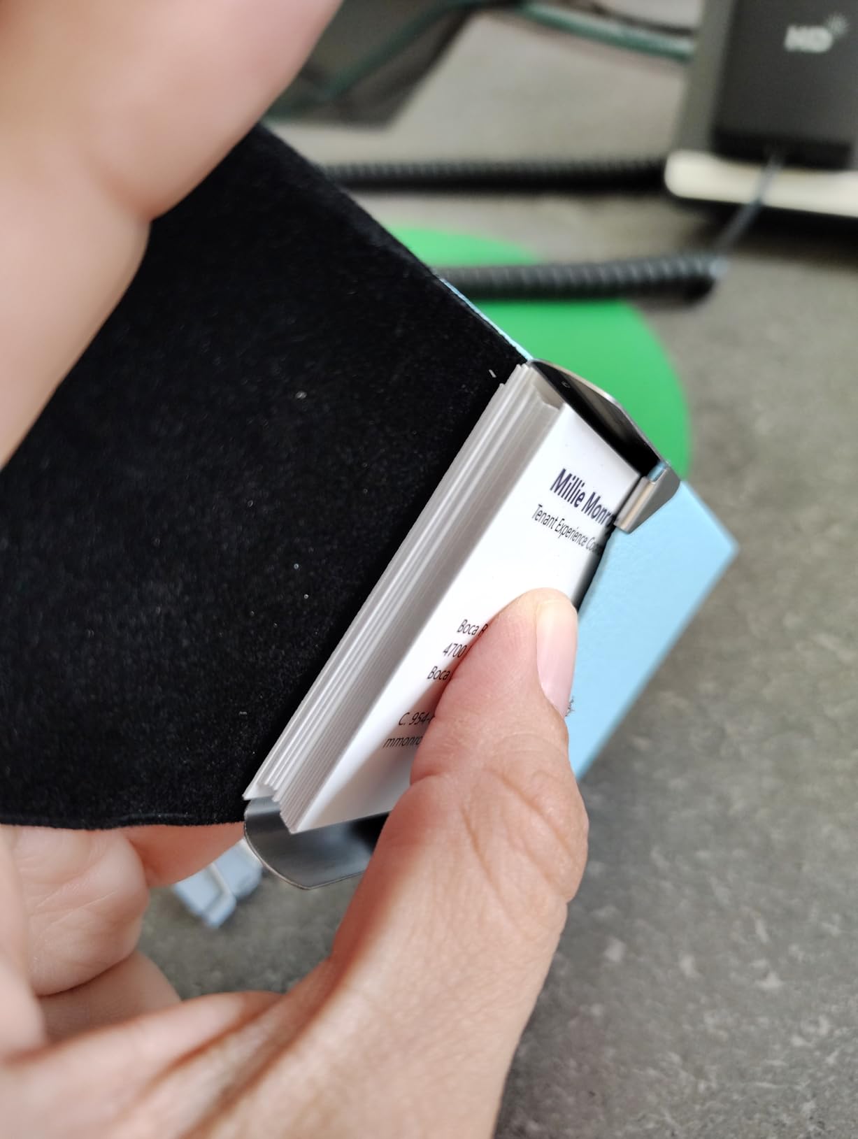 MaxGear Business Card Holder, PU Leather Business Card Case, Black Carbon customer photo 1