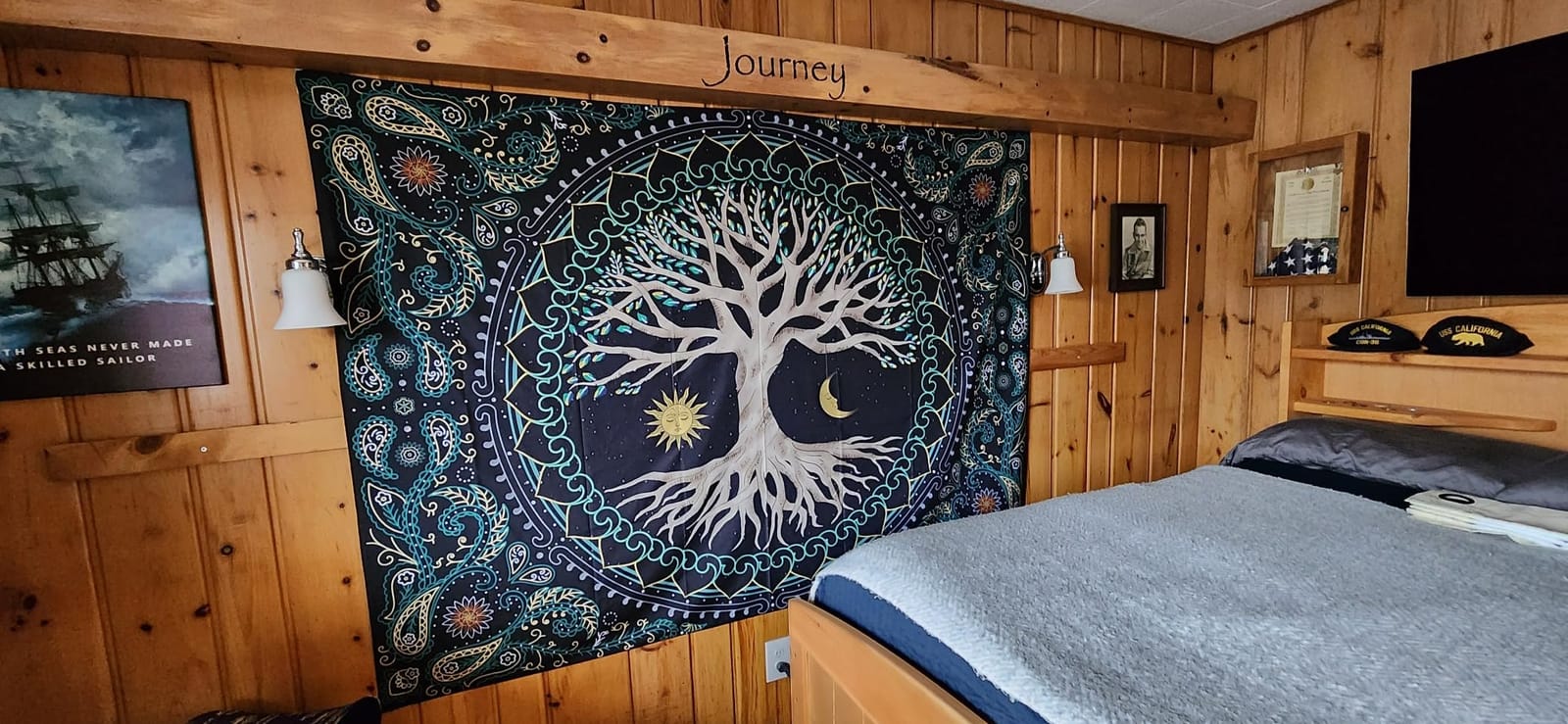 FORATER Tree of Life Tapestry Wall Hanging Sun Moon Stars Tapestries Aesthetic Galaxy Wall Tapestry Nature Home Decoration for Living Room Bedroom(53 x 61 Inch, Black and Gold) customer photo 1