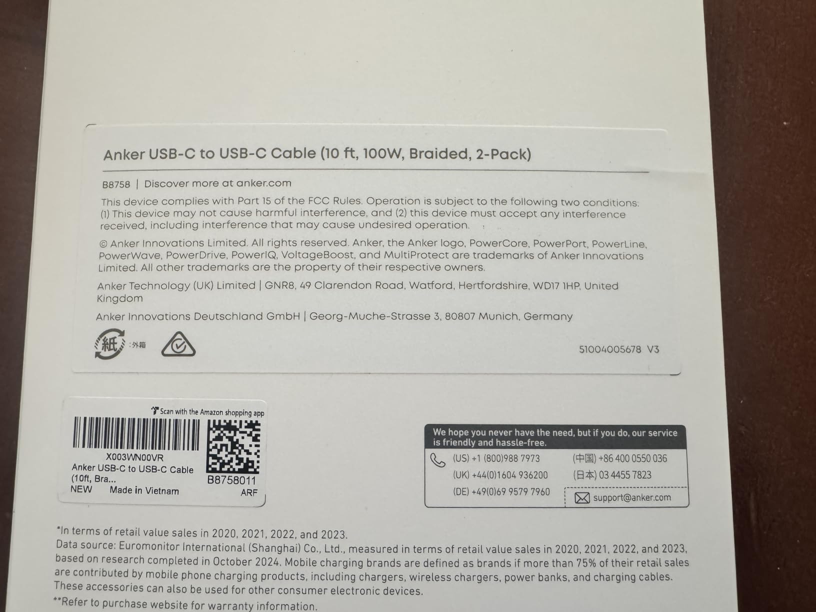Anker USB C to USB C Cable, 100W Fast Charging Cable (2-Pack, 6 ft, Black) customer photo 2