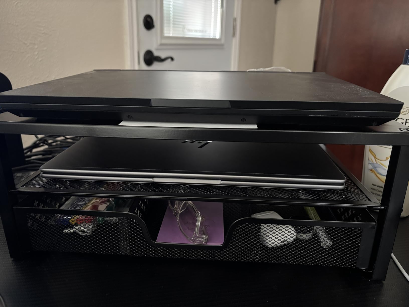 Simple Trending Metal Monitor Stand Riser and Computer Desk Organizer with Drawer for Laptop, Computer, iMac, Black customer photo 2