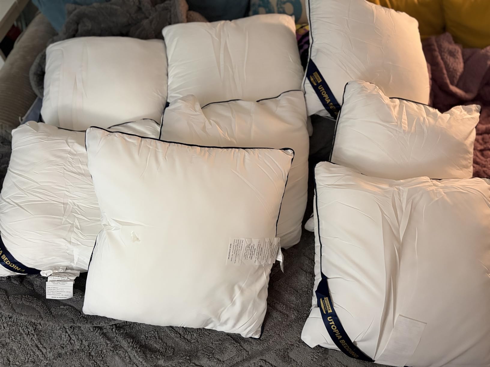 Premium Piping Throw Pillows 18x18, Decorative Pillow Inserts, 4-Pack customer photo 2