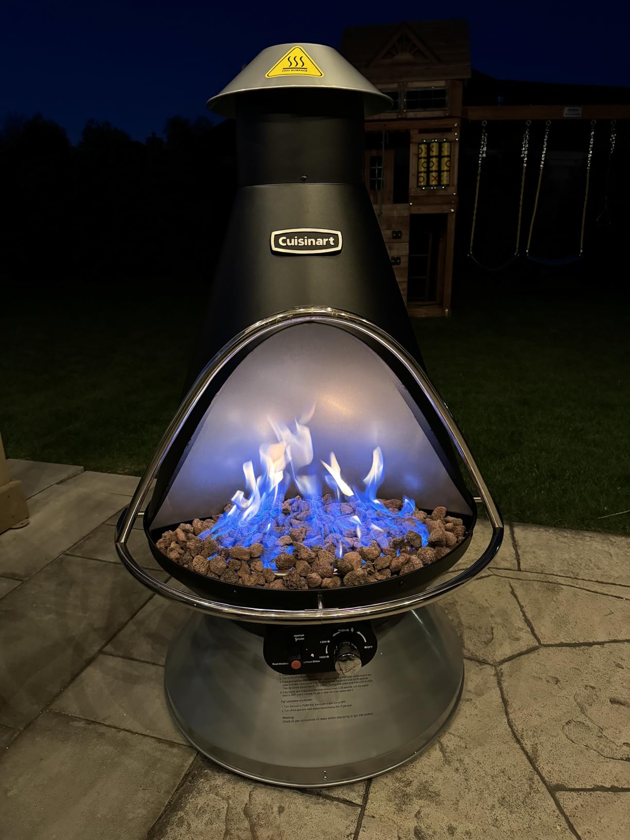 Cuisinart Chimenea Propane Fire Pit, 40,000 BTU Adjustable Gas Fire Pit for Patios, Includes Lava Rocks, Directional Heat Shield and Push to Start Ignition, Perfect for Backyards, Decks, and Patios customer photo 1