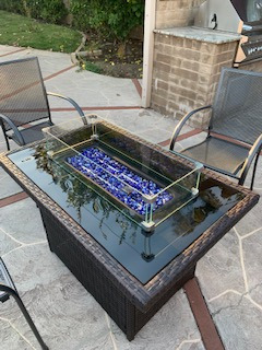 Propane Fire Pit Table,44 Inch 55000 BTU Outdoor Gas Fire Pit Rectangular with Glass Wind Guard for Outside Patio Deck (Gray-Aluminum Top) customer photo 1