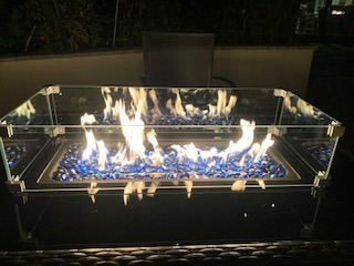 Propane Fire Pit Table,44 Inch 55000 BTU Outdoor Gas Fire Pit Rectangular with Glass Wind Guard for Outside Patio Deck (Gray-Aluminum Top) customer photo 2