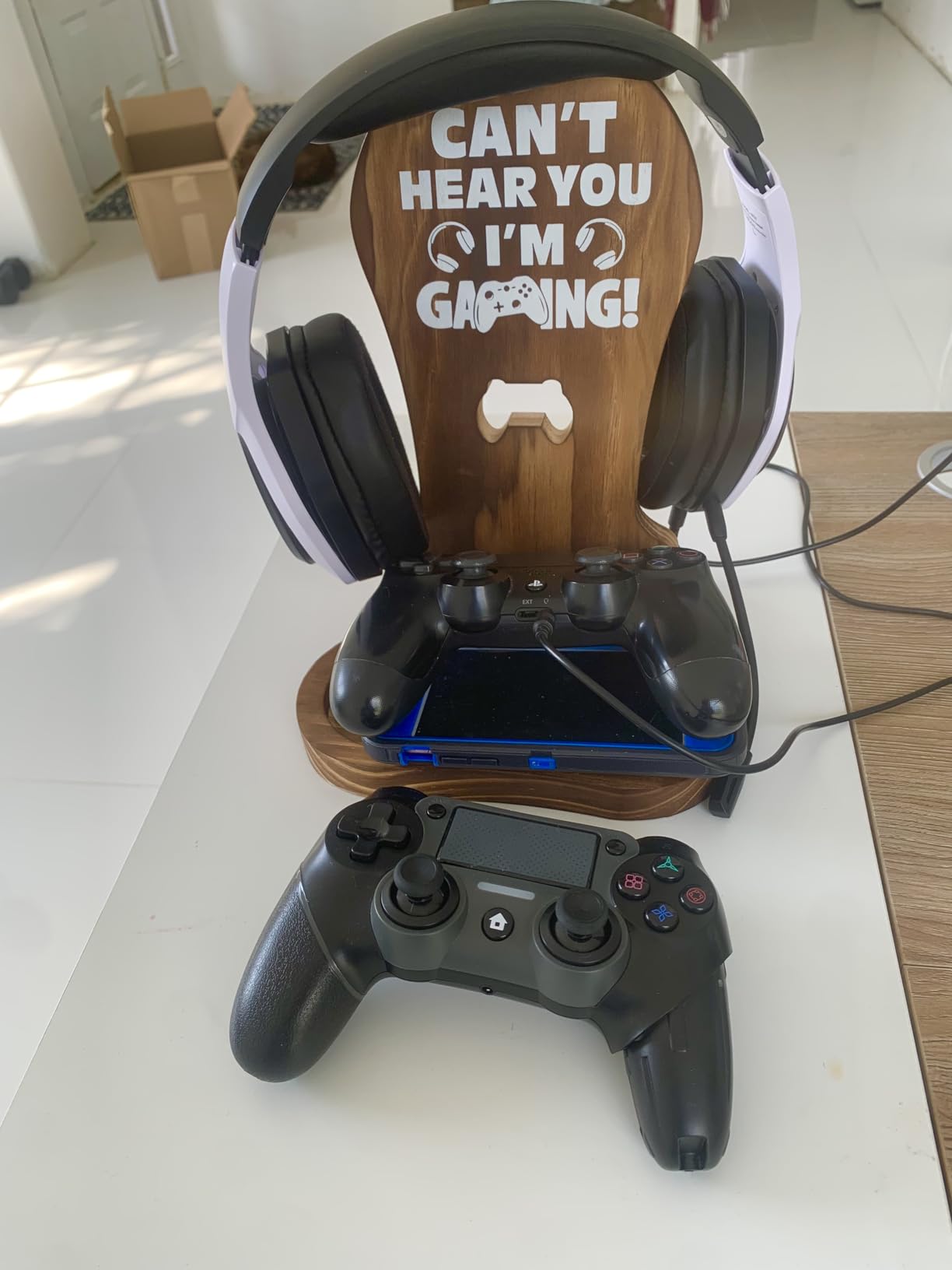 Gamer Gifts for Teenage Boy, Gamer Room Decor for Man, Best Gifts for Son, Boyfriend, Husband, Wooden Headset Stand, Can't Hear you I'm Gaming customer photo 1