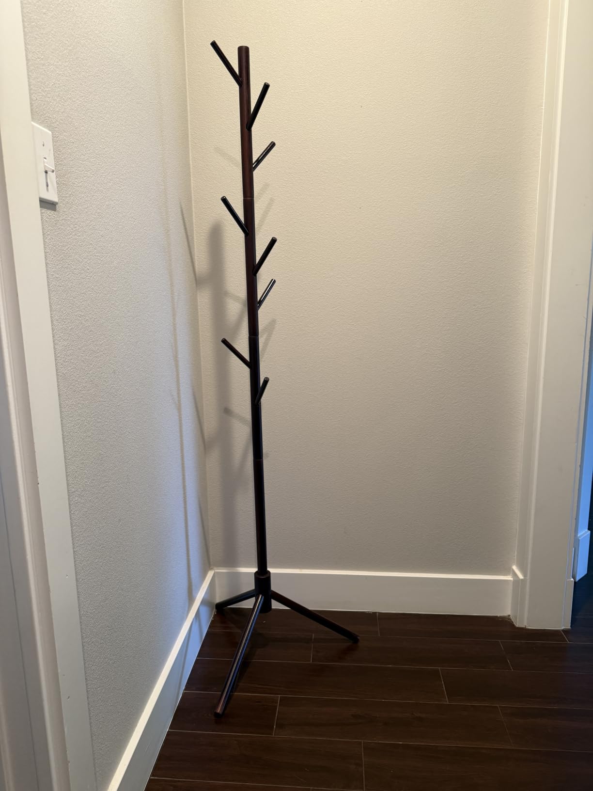 Haddockway Wooden Coat Rack Stand with 8 Hooks New Zealand Pine 3 Adjustable Coat Standing Tree Easy Assembly for Coats, Hats, Scarves and Handbags for Entryway, Hallway, Bedroom, Office customer photo 1