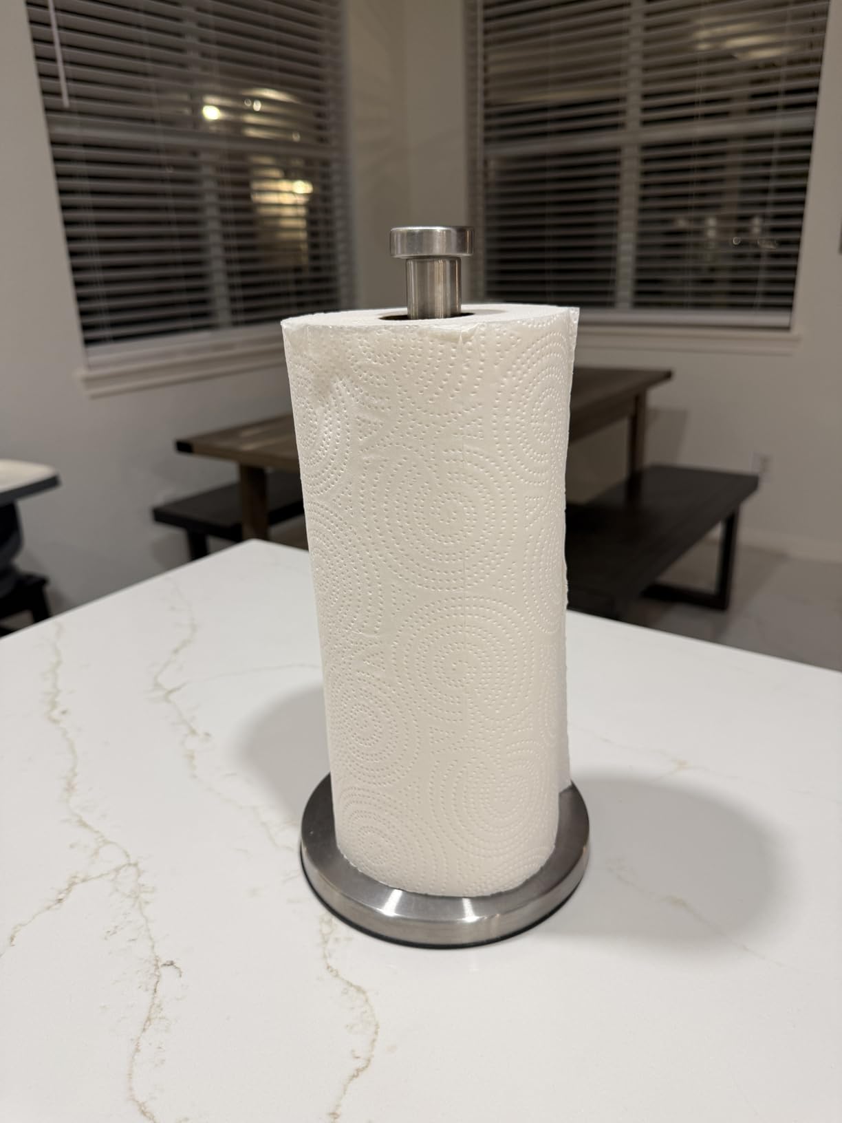 VEHHE Paper Towel Holder Countertop, 4 Non-Slip Suction Cups, Weighted Base | Silver | Rust-Resistant Stainless steel for Long-Lasting Use | Fits Most Towel Rolls | Steady and Easy Tear customer photo 2