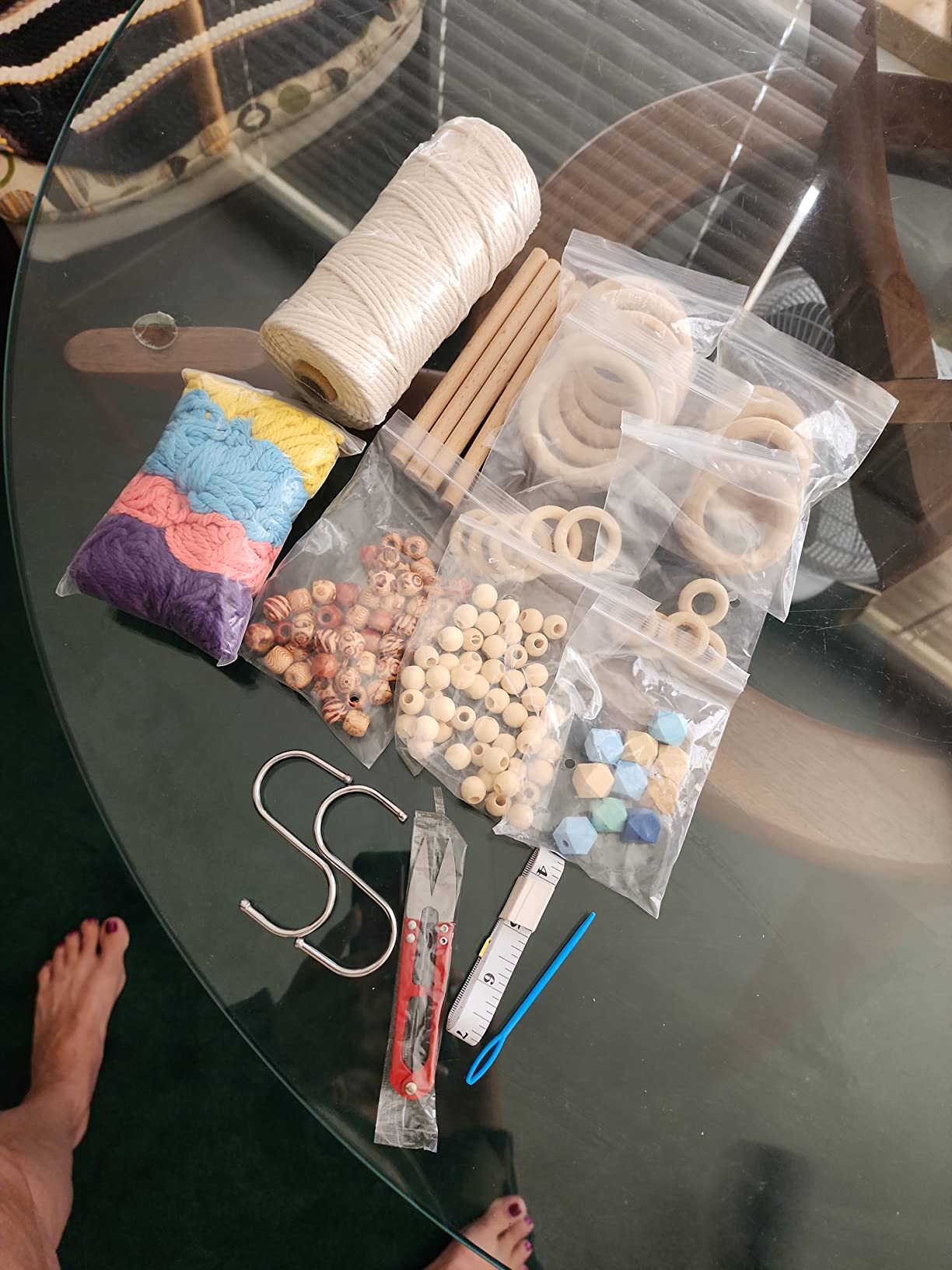 Hdviai 121Pcs Macrame Kit, Macrame Supplies 3mm x 109Yards Macrame Cord for Macrame Kits for Adults Beginners, with Accessories Like 100Pcs Beads and 10Pcs Wooden Rings for Macrame Plant Hanger Kit customer photo 1