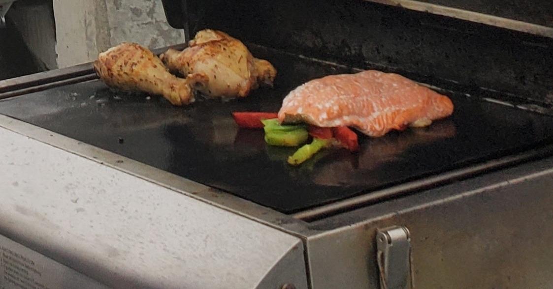 GRILLART BBQ Grill Mats for Outdoor Grill - Nonstick 600 Degree Heavy Duty Grilling Mat (Set of 2) - Reusable BBQ Grill Accessories Sheets -Works on Electric Grill Gas Charcoal BBQ - Gifts for Men Dad customer photo 1