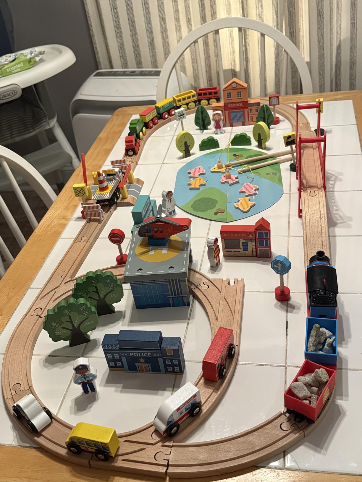 Tiny Land 110PCS Wooden Train Set, Toy Train with Tracks customer photo 2