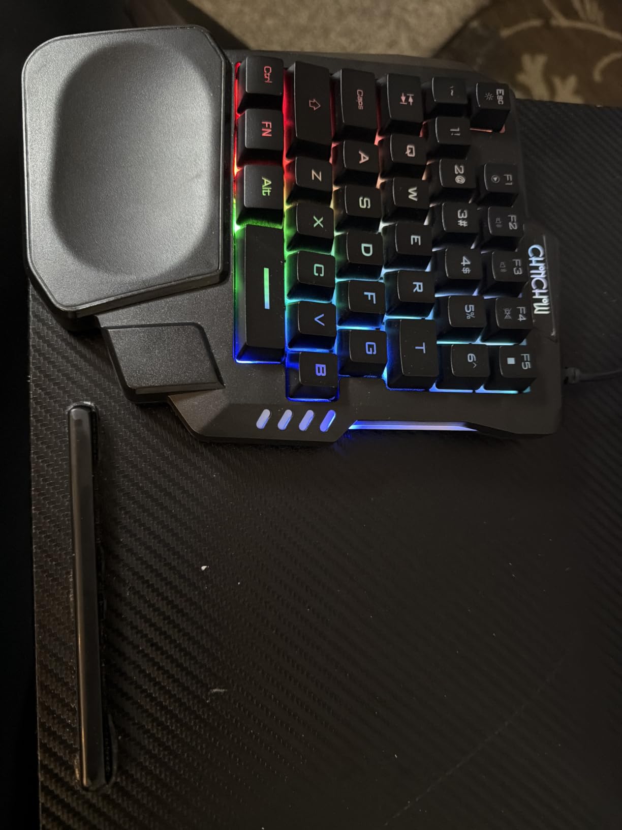 One Handed Gaming Keyboard Rainbow LED Light Up, 35 Keys Protable customer photo 2