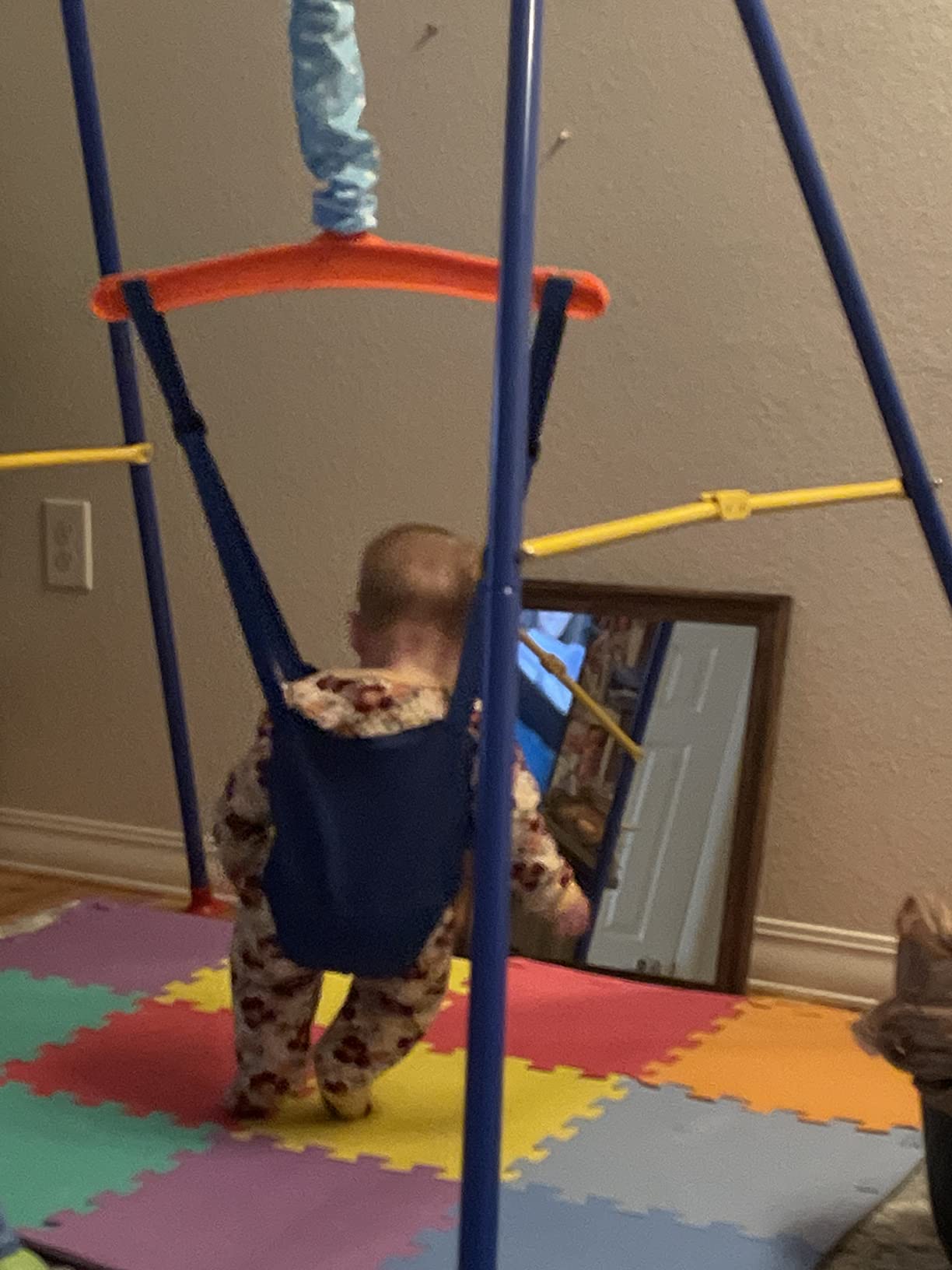 FUNLIO 2 in 1 Swing Set for Toddler & Baby Jumper, Heavy Duty Kids Swing & Bouncer with 4 Sandbags, Foldable Metal Stand for Indoor/Outdoor Play, Easy to Assemble and Store customer photo 2