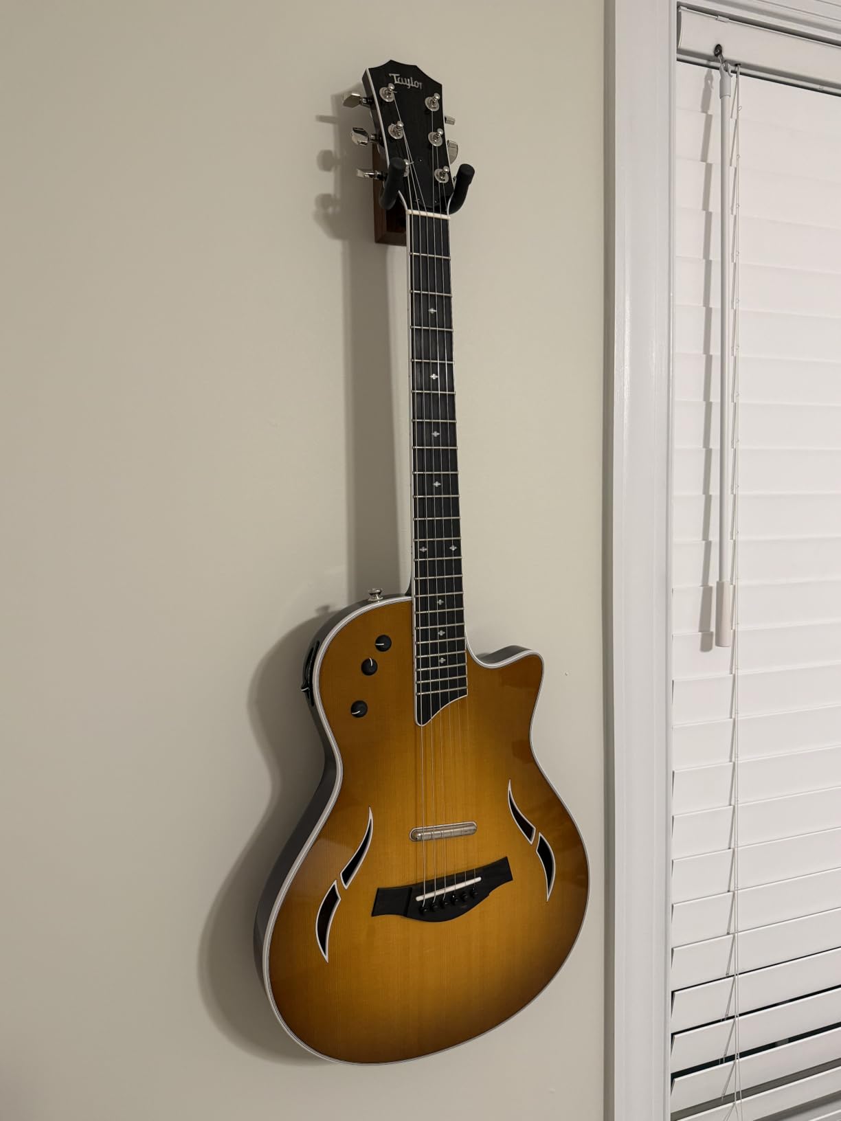 Guitar Wall Mount 2 Pack, Black Walnut Wood Guitar Hanger, U-Shaped Guitar Wall Hanger Mount, Guitar Holder Hook Stand Wall for Acoustic, Electric Guitar, Banjo, Bass, for Guitar Player Men Boy customer photo 2