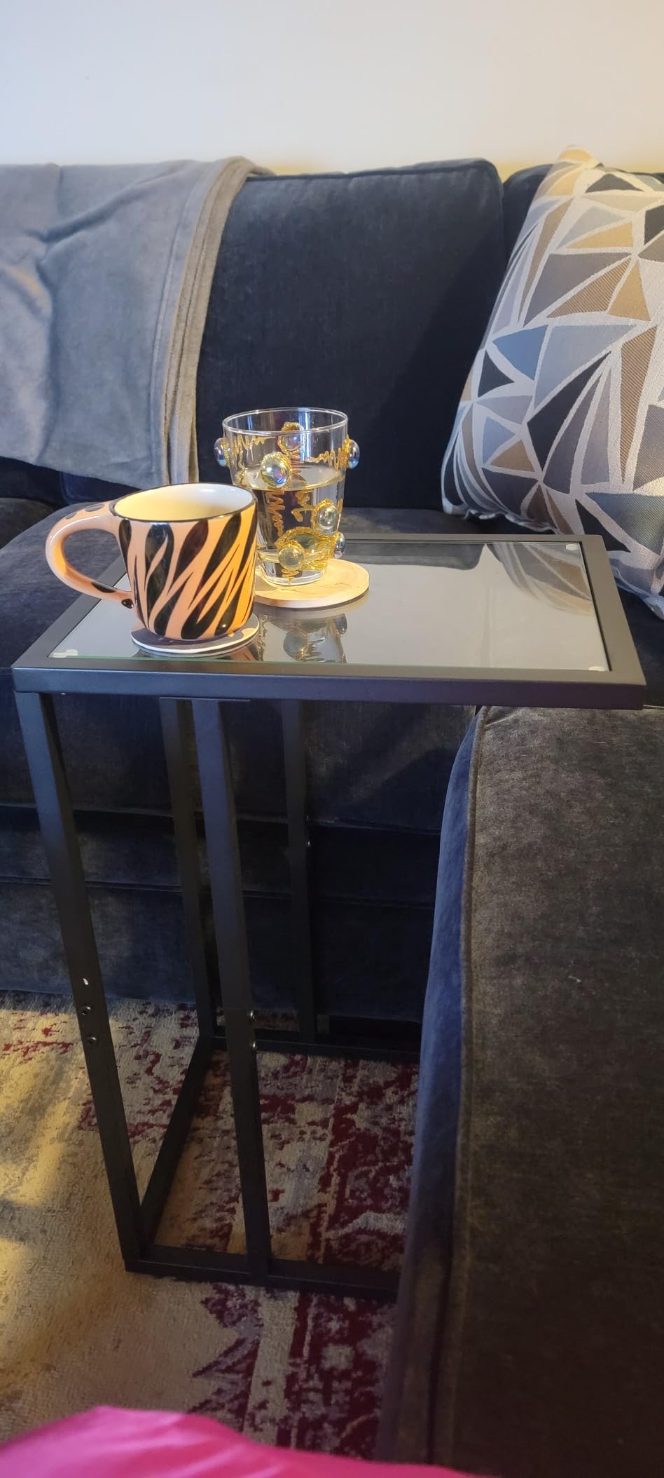 HOOBRO C Shaped End Table, Set of 2, Glass Side Table with Metal Frame | Gold Coffee Table for Small Space, Modern Style, for Living Room, Bedroom and Office, Gold GD03SFP201 customer photo 2