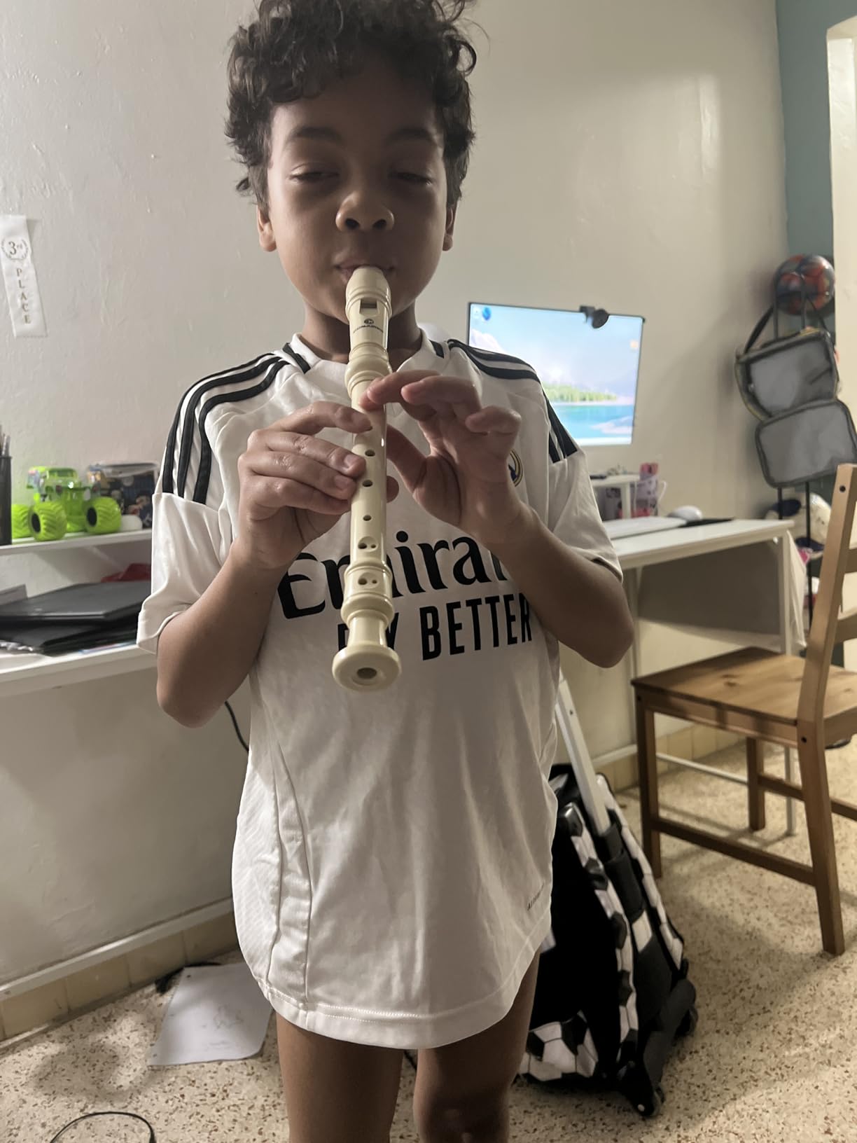 Soprano Recorder Instrument for Kids&Student - German Fingering 8 Hole Flute ABS Descant Recorders for Beginners with Cleaning Rod and Bag, Beige customer photo 2