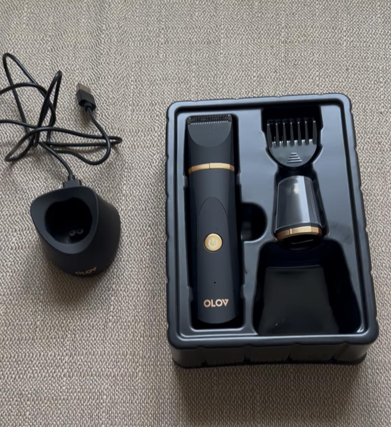 OLOV Electric Body Hair Trimmer - Groin Trimmer for Men - Bikini Trimmer Women - Wet/Dry Shaver Groomer, Replaceable Ceramic Blade Heads, USB Recharge Dock, Waterproof Hygiene Razor,Black customer photo 1