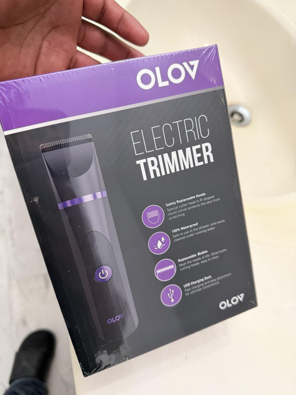 OLOV Electric Body Hair Trimmer - Groin Trimmer for Men - Bikini Trimmer Women - Wet/Dry Shaver Groomer, Replaceable Ceramic Blade Heads, USB Recharge Dock, Waterproof Hygiene Razor,Black customer photo 2